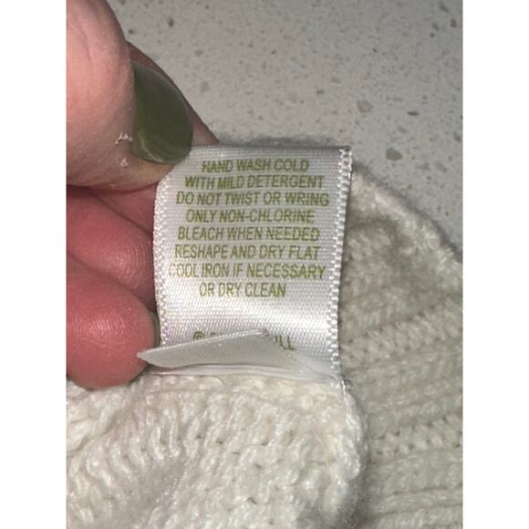 Garnet Hill Women’s Sweater Cable Turtleneck Asymmetrical Bobble detail Ivory SM - Picture 6 of 12